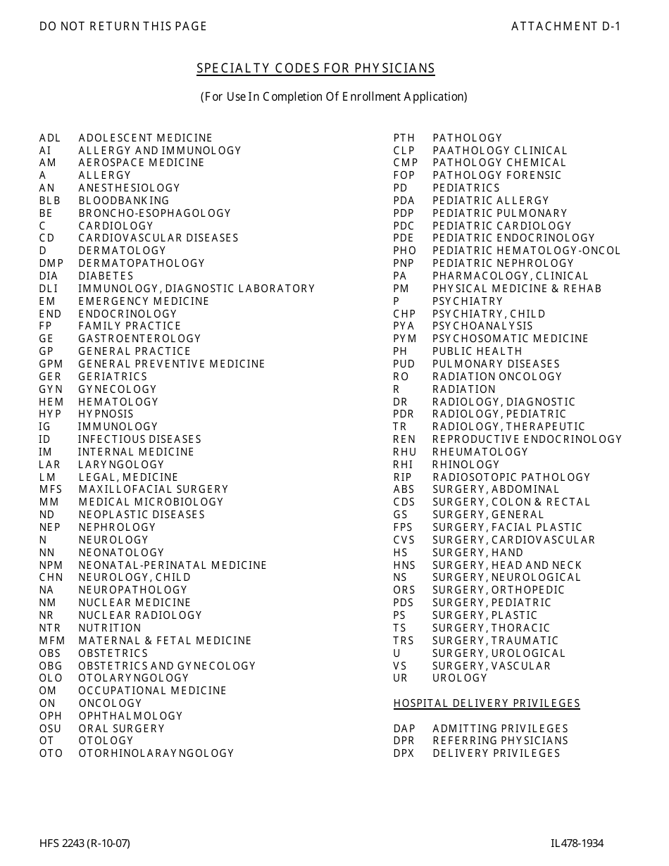 Instructions for Form HFS2243 Illinois Medical Assistance Program Provider Enrollment Application - Illinois, Page 10