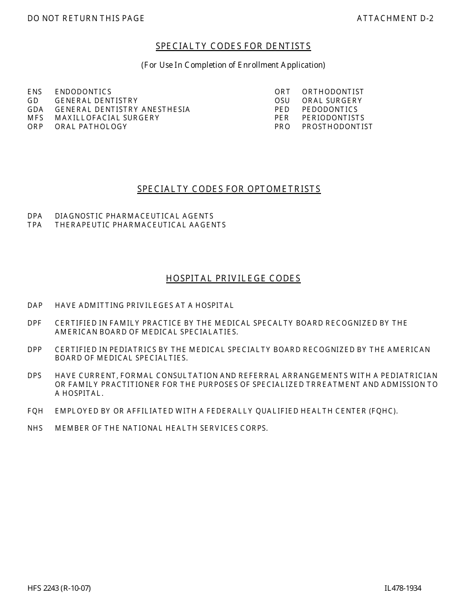 Instructions for Form HFS2243 Illinois Medical Assistance Program Provider Enrollment Application - Illinois, Page 11