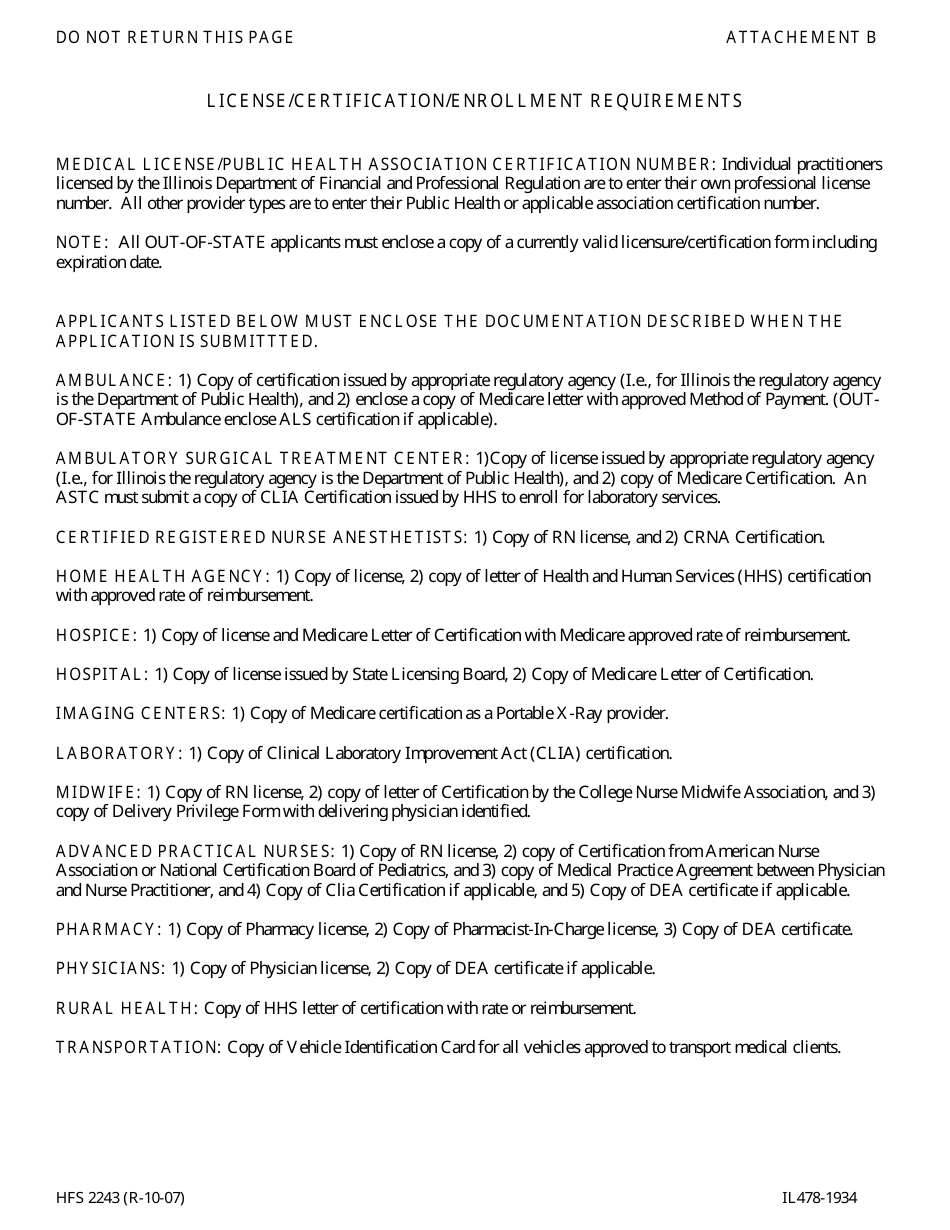 Instructions for Form HFS2243 Illinois Medical Assistance Program Provider Enrollment Application - Illinois, Page 4