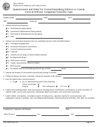 Document preview: Form HFS2305E Questionnaire and Order for Cranial Remolding Orthosis or Cranial Cervical Orthosis Congenital Torticollis Type - Illinois