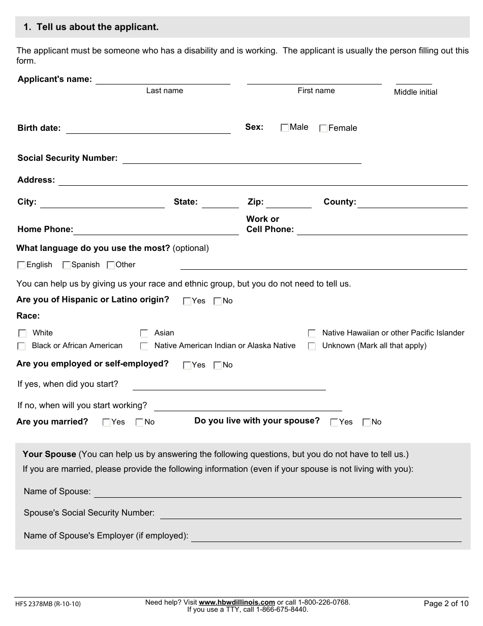 Form HFS2378MB Health Benefits for Workers With Disabilities Mail-In Application - Illinois, Page 3