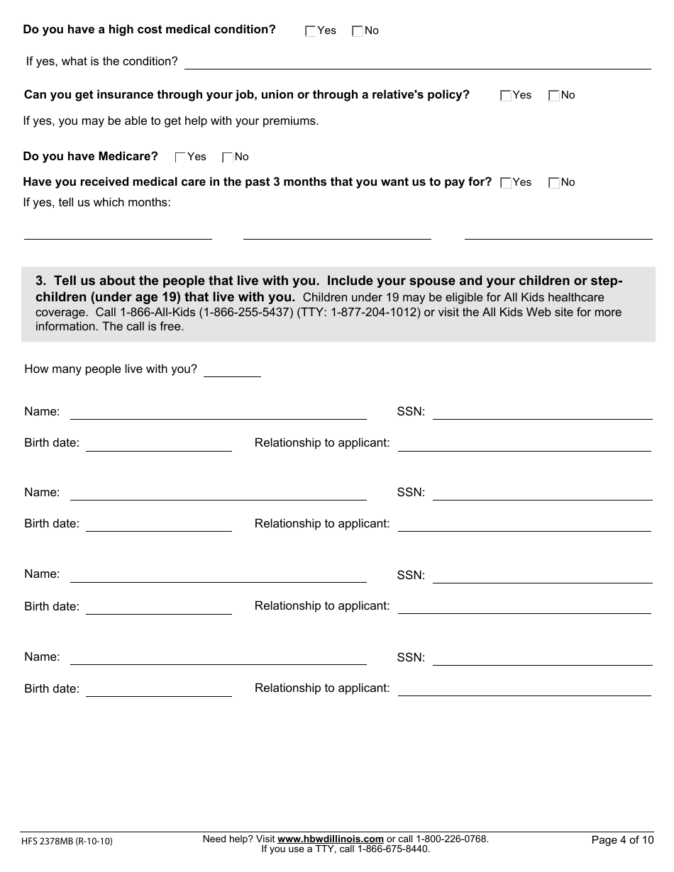 Form HFS2378MB Health Benefits for Workers With Disabilities Mail-In Application - Illinois, Page 5