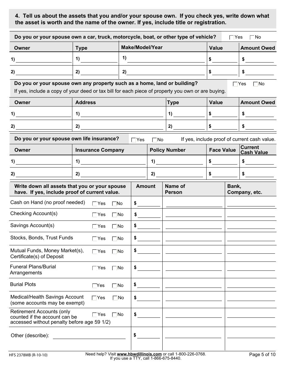 Form HFS2378MB Health Benefits for Workers With Disabilities Mail-In Application - Illinois, Page 6