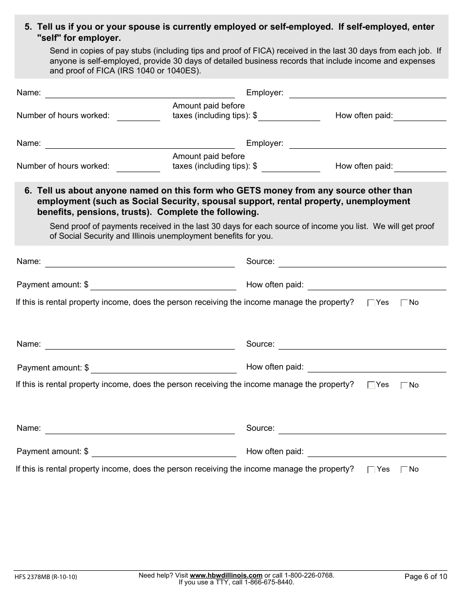 Form HFS2378MB Health Benefits for Workers With Disabilities Mail-In Application - Illinois, Page 7