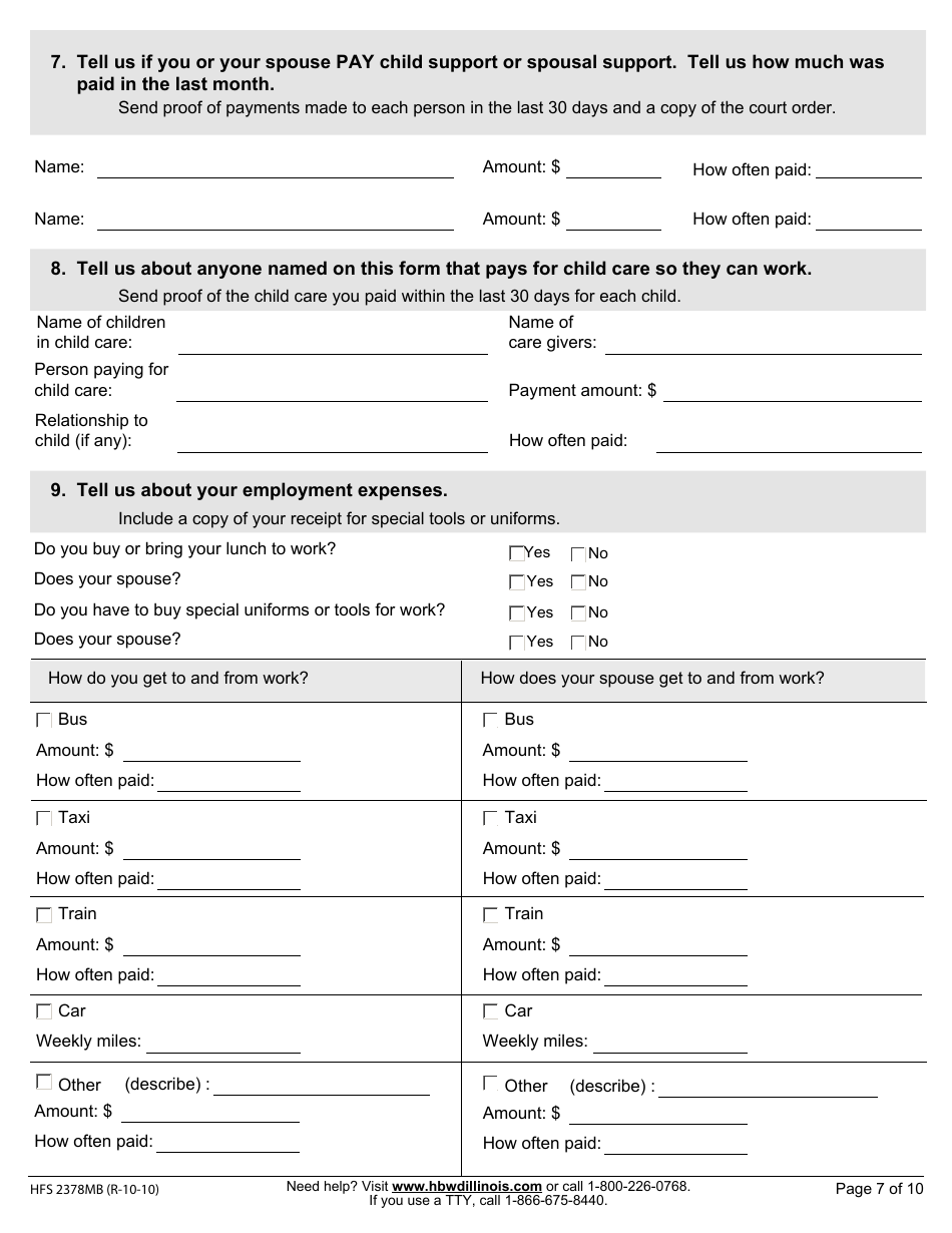 Form HFS2378MB Health Benefits for Workers With Disabilities Mail-In Application - Illinois, Page 8