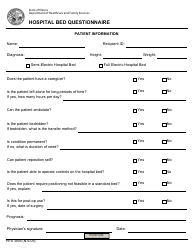 Document preview: Form HFS3905 Hospital Bed Questionnaire - Illinois