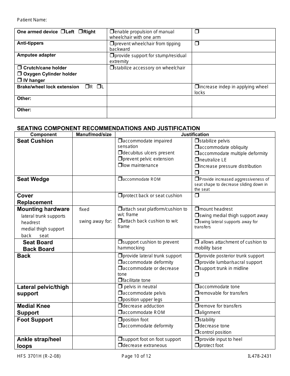 Form HFS3701H (IL478-2431) - Fill Out, Sign Online and Download ...