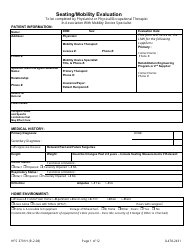 Form HFS3701H (IL478-2431) Seating/Mobility Evaluation - Illinois