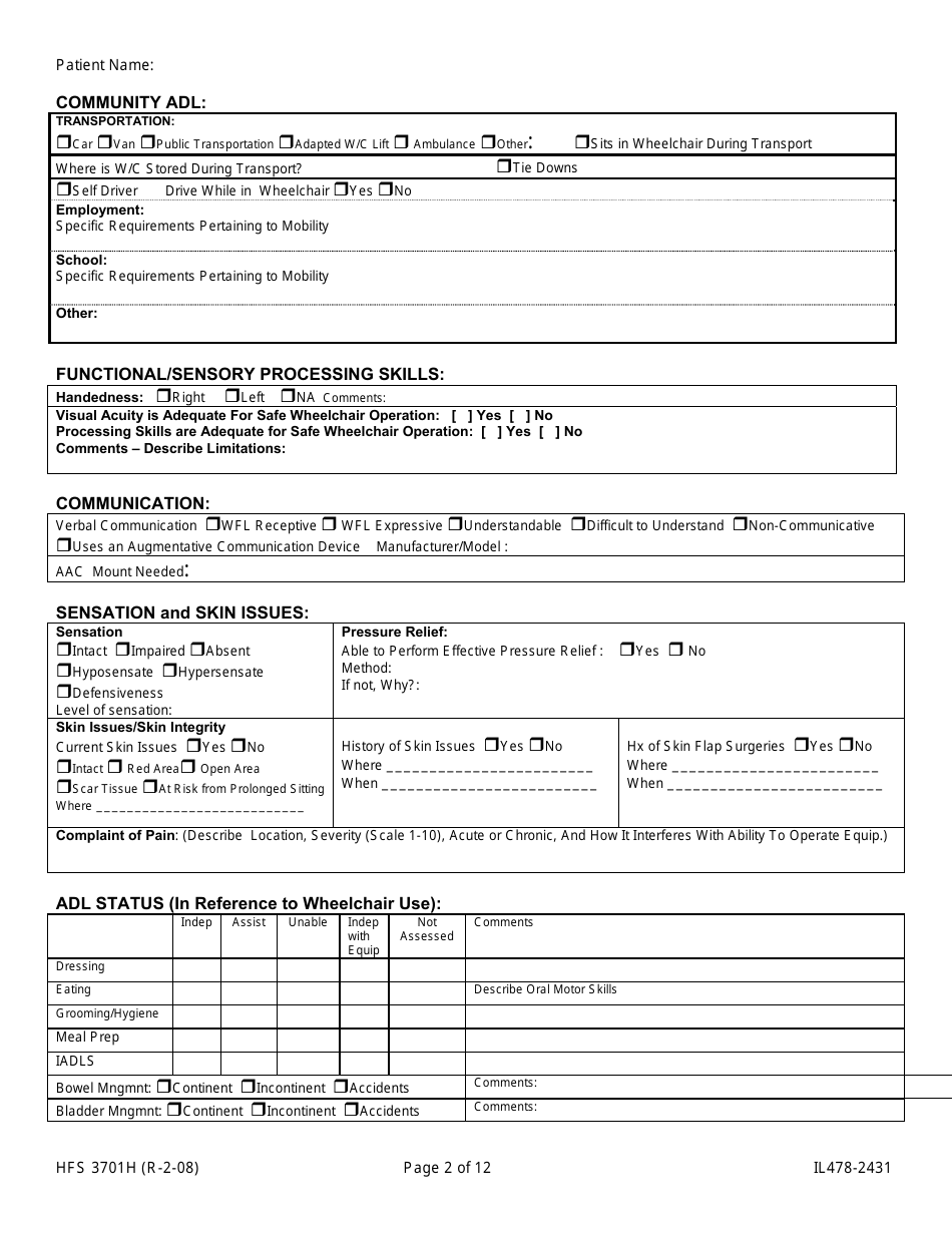 Form HFS3701H (IL478-2431) Download Printable PDF or Fill Online ...