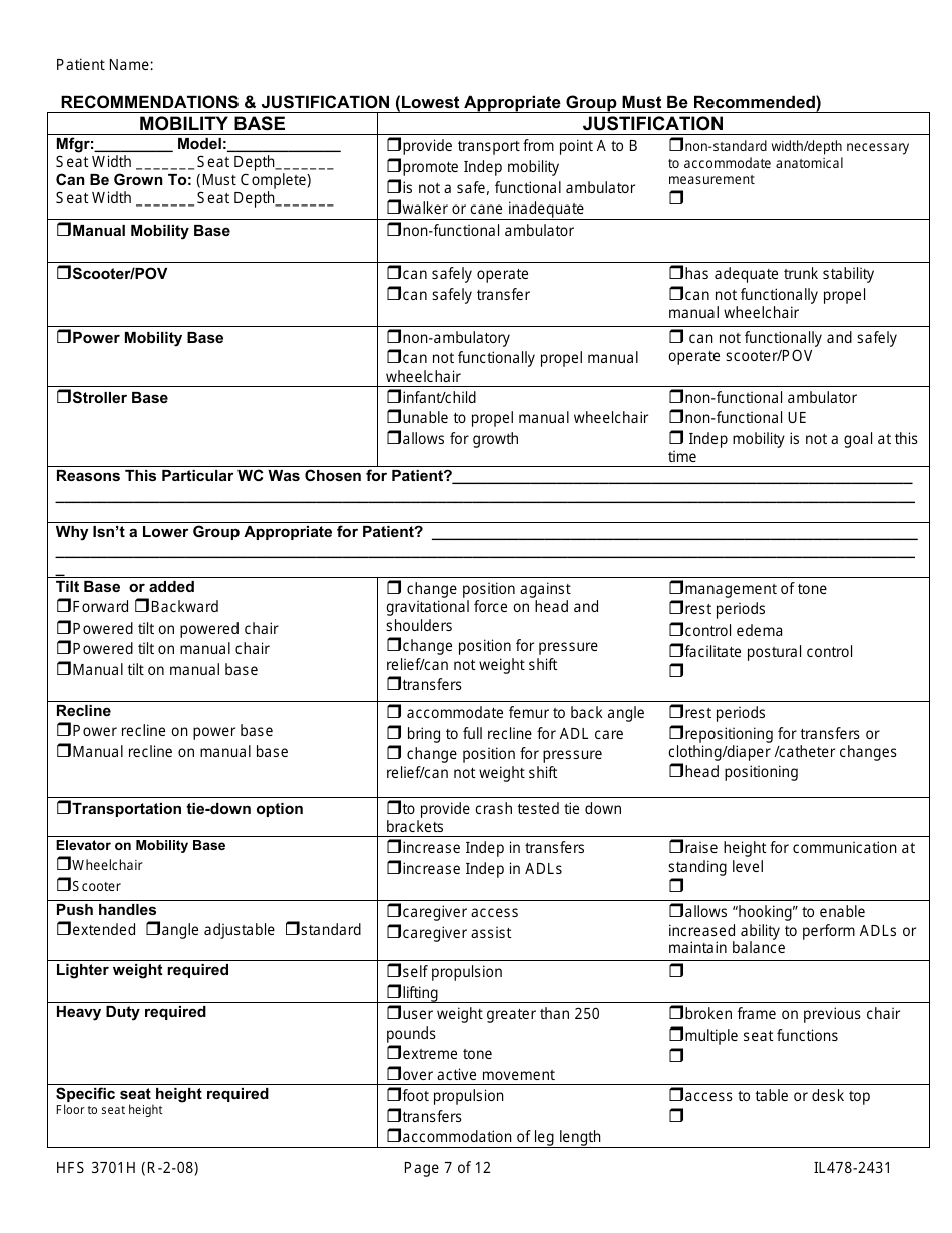 Form HFS3701H (IL478-2431) - Fill Out, Sign Online and Download ...