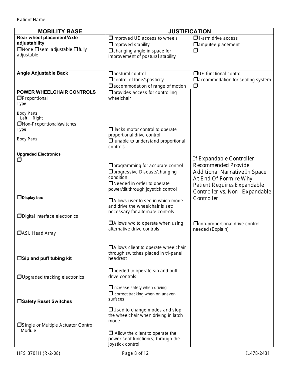 Form HFS3701H (IL478-2431) - Fill Out, Sign Online and Download ...