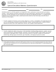 Document preview: Form HFS3701G Special Decubitus Mattress Questionnaire - Illinois
