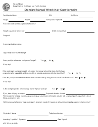 Document preview: Form HFS3701L Standard Manual Wheelchair Questionnaire - Illinois