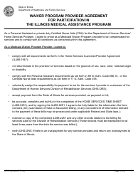 Document preview: Form HFS1413B Waiver Program Provider Agreement for Participation in the Illinois Medical Assistance Program - Illinois