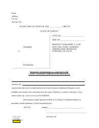 Document preview: Form 1C-P-523 Request to Readmit a Case Into the Court Annexed Arbitration Program - Hawaii