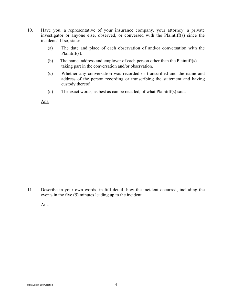 Form 1C-P-527 Interrogatories to Defendant - Hawaii, Page 4