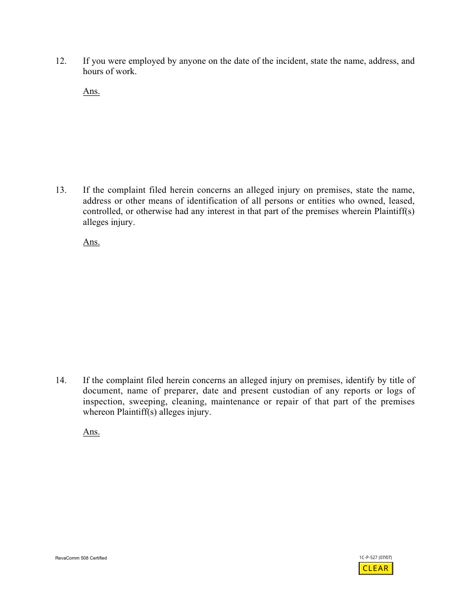Form 1C-P-527 Interrogatories to Defendant - Hawaii, Page 5