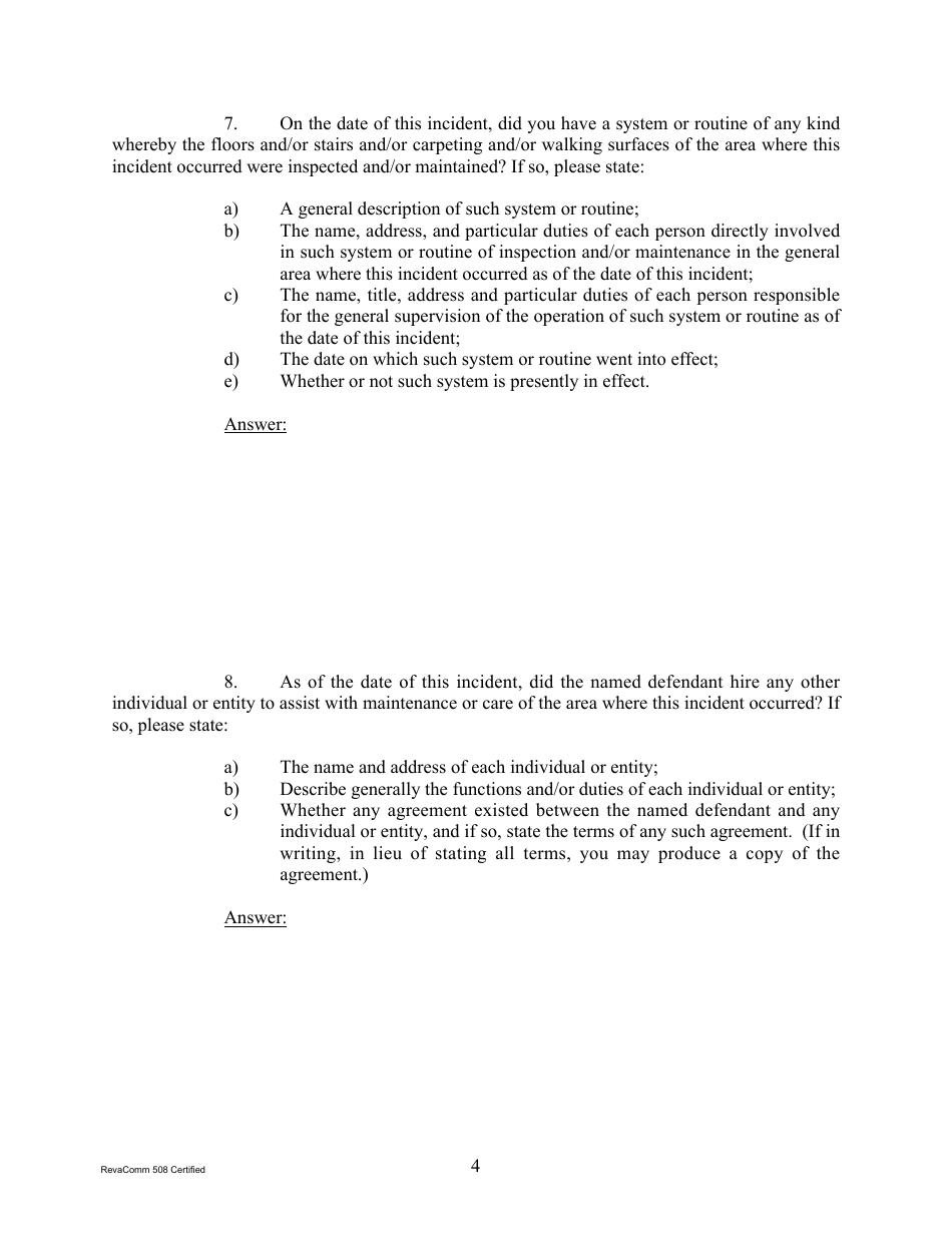 Form 1C-P-525 Interrogatories to Defendant (Slip / Trip / Fall) - Hawaii, Page 4