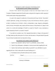 Document preview: Form 1C-P-530 Defendant's First Request for Production of Documents and Things to Plaintiff - Hawaii