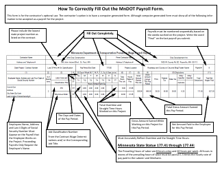 Document preview: Instructions for Payroll Form - Minnesota