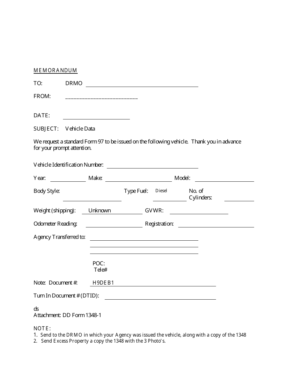 Request for Title (Form 97) - Georgia (United States), Page 1