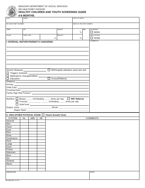 Form MO886-3991  Printable Pdf