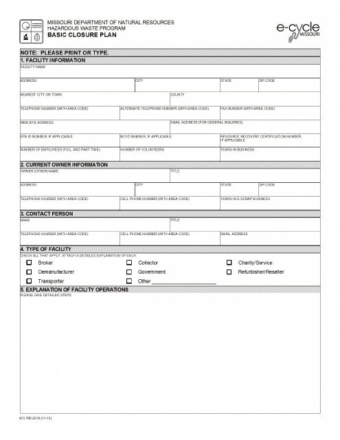 Form MO780-2218  Printable Pdf
