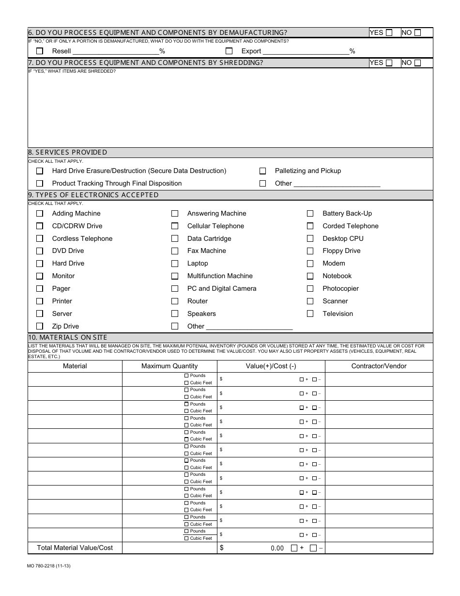 Form MO780-2218 Basic Closure Plan - Missouri, Page 2