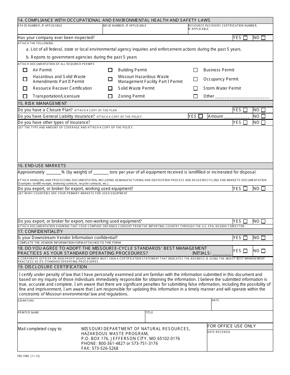 Form MO78-1980 Host Site Self-audit - Missouri, Page 3
