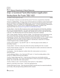 Document preview: Instructions for EIQ Form 1.0, MO780-1431 General Plant Information Application - Missouri