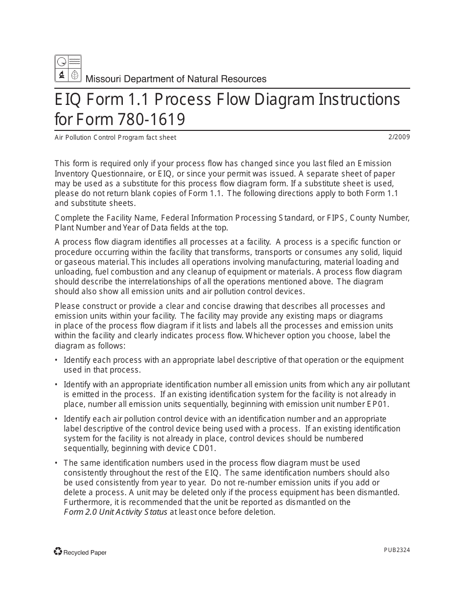 Instructions for Form MO780-1619, EIQ Form 1.1 Process Flow Diagram - Missouri, Page 1