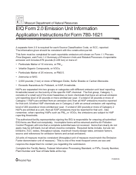 Instructions for Form MO780-1621, EIQ Form 2.0 &quot;Emission Unit Information&quot; - Missouri