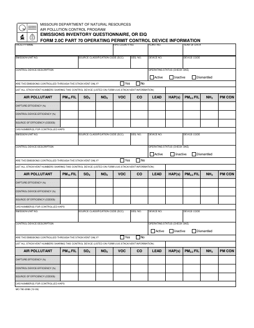 Form MO780-2088 (EIQ Form 2.0C) Part 70  Printable Pdf