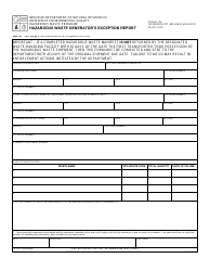 Document preview: Form MO780-0651 Hazardous Waste Generator's Exception Report - Missouri