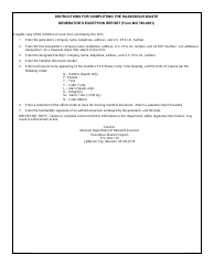Form MO780-0651 &quot;Hazardous Waste Generator's Exception Report&quot; - Missouri, Page 2