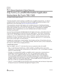 Instructions for Form MO780-1583, EIQ Form 2.0L Landfill Worksheet - Missouri