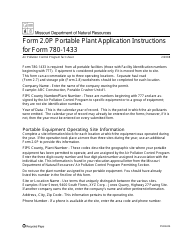 Document preview: Instructions for Form MO780-1433, EIQ Form 2.0P Portable Plant Information - Missouri