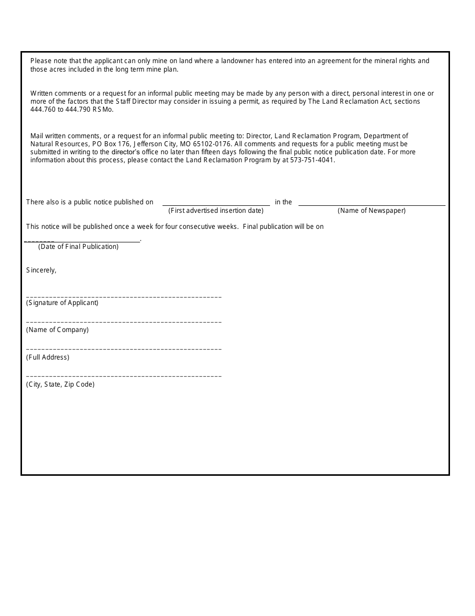 Public Notice of Surface Mining Application - New Permit - Missouri, Page 3