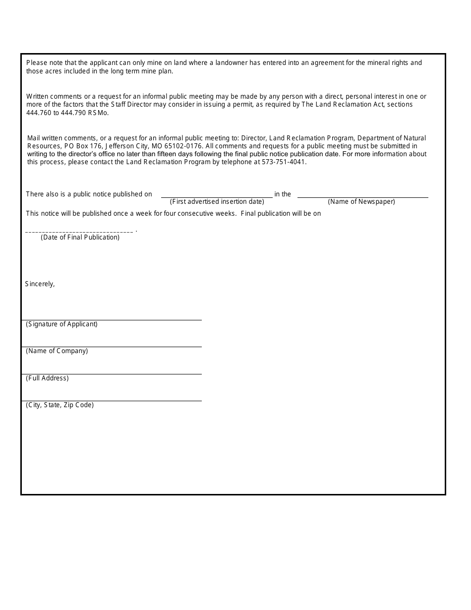 Public Notice of Surface Mining Application - Permit Revision - Missouri, Page 3