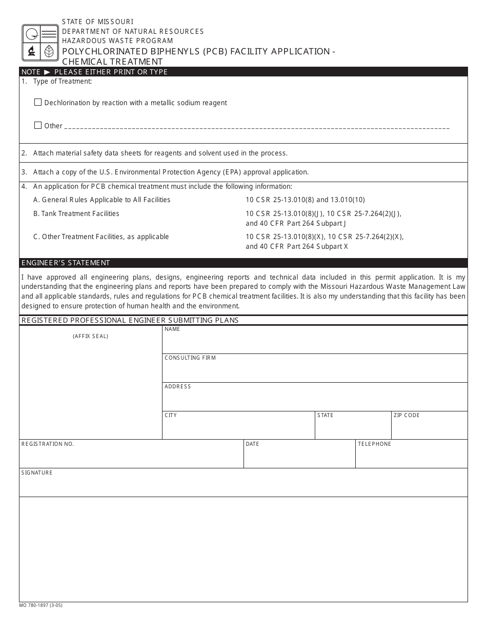 Form MO780-1897 Polychlorinated Biphenyls (Pcb) Facility Application - Missouri, Page 3