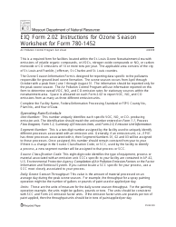 Instructions for Form MO780-1452, EIQ Form 2.0Z Ozone Season Information - Emissions Statement - Missouri