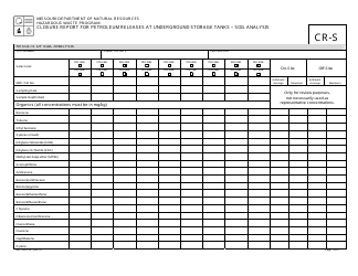 Form MO780-2141 Closure Report for Petroleum Releases at Underground Storage Tanks - Soil Analysis - Missouri