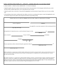 Public Notification Template &quot; Open Pit &quot; Adding New Site to Existing Permit - Missouri