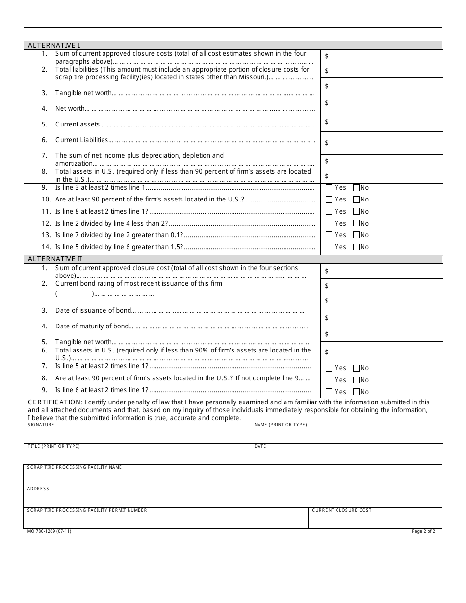Form MO780-1269 Letter From Chief Financial Officer - Missouri, Page 2