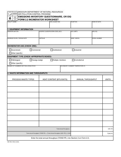 EIQ Form 2.2 (MO780-1438)  Printable Pdf