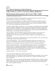 Instructions for EIQ Form 2.3, MO780-1440 VOC Process Mass Balance Worksheet - Missouri