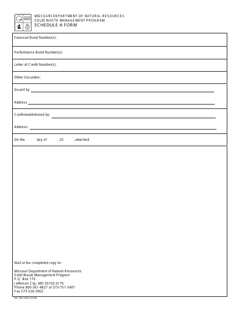 Form MO780-2043 Schedule A  Printable Pdf