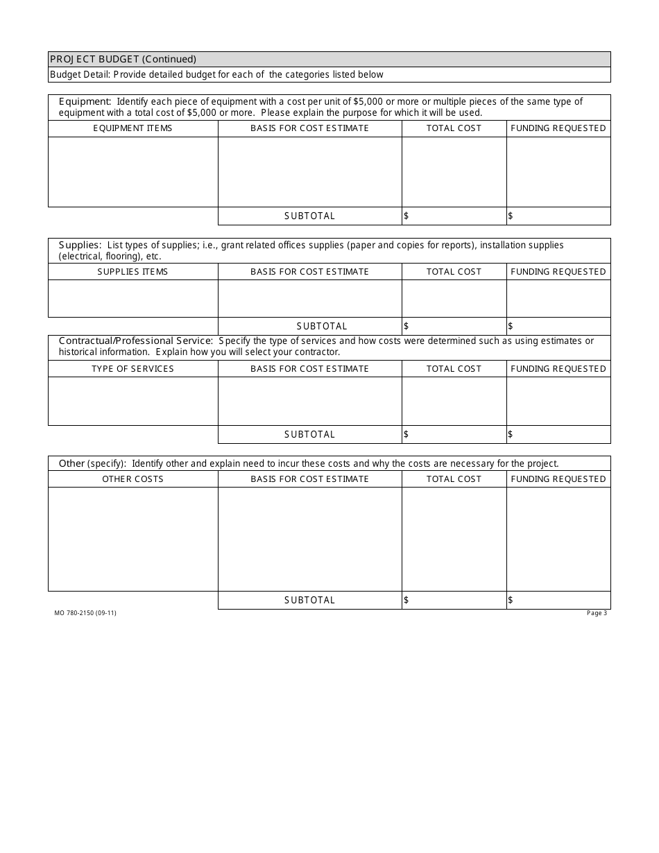 Form MO780-2150 Sheltered Workshop Recycling Grant Application - Missouri, Page 3