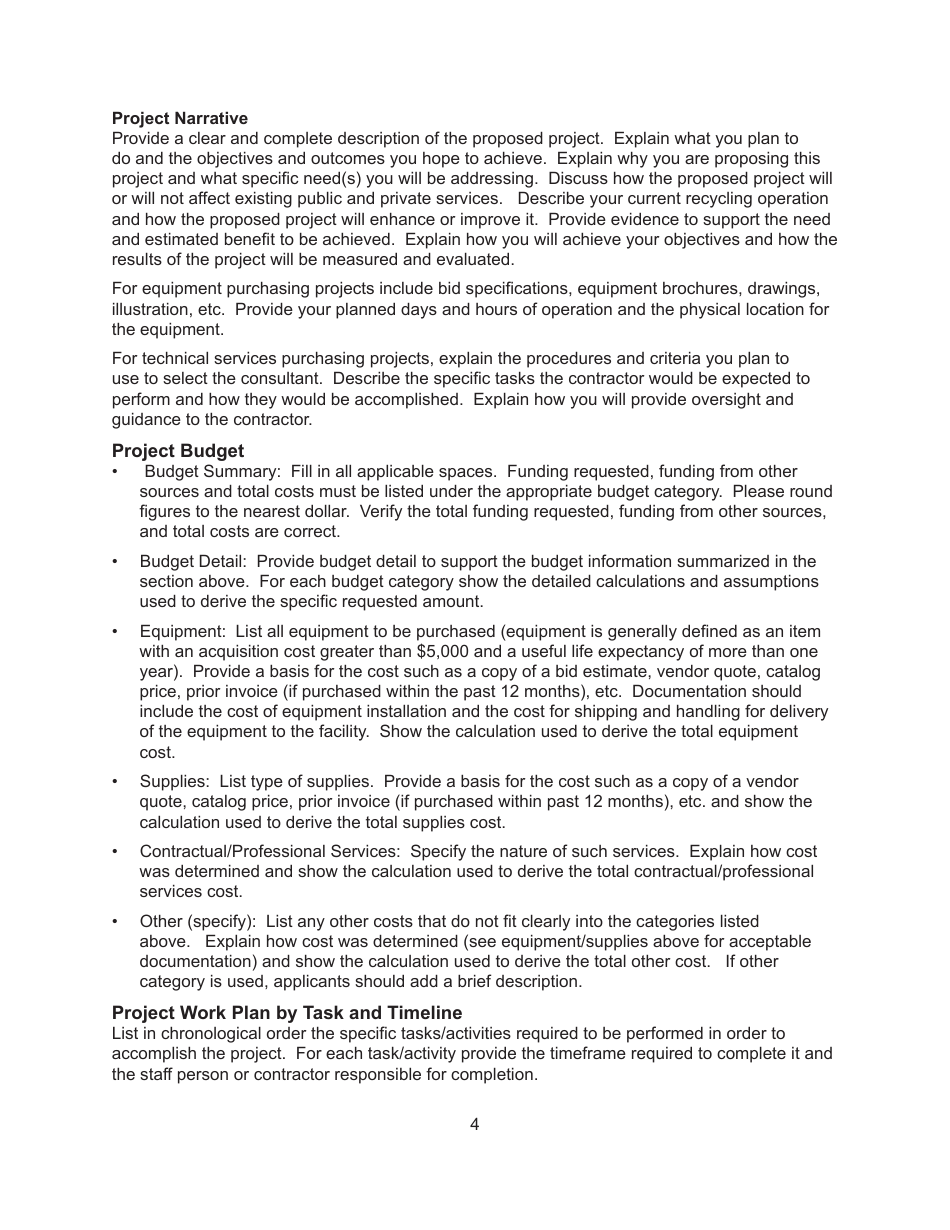 Instructions for Form MO780-2150 Sheltered Workshop Recycling Grant Application - Missouri, Page 4
