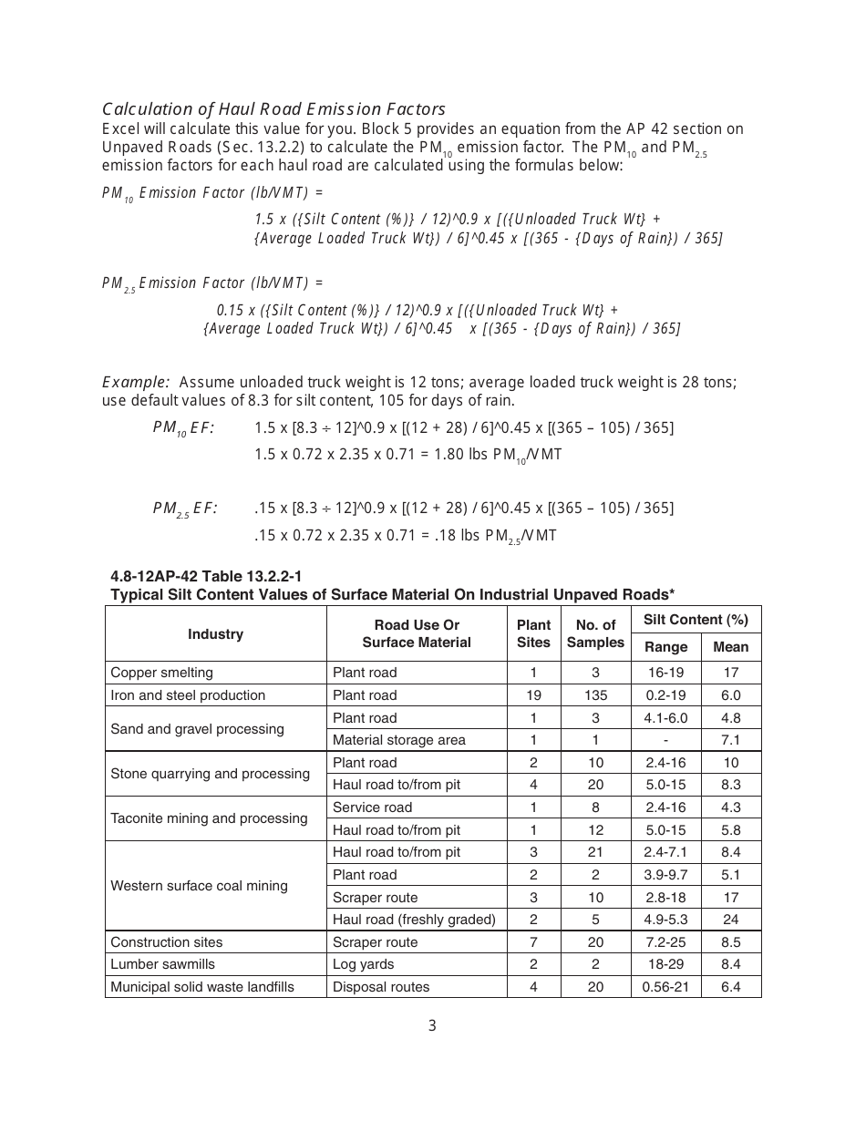 Download Instructions For Eiq Form 27 Mo780 1445 Haul Road Fugitive Emissions Worksheet Pdf 3341